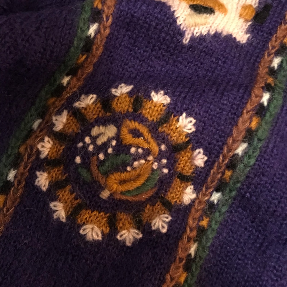 Purple Knit Cardi with Geometric Patterns - Picture 3 of 7
